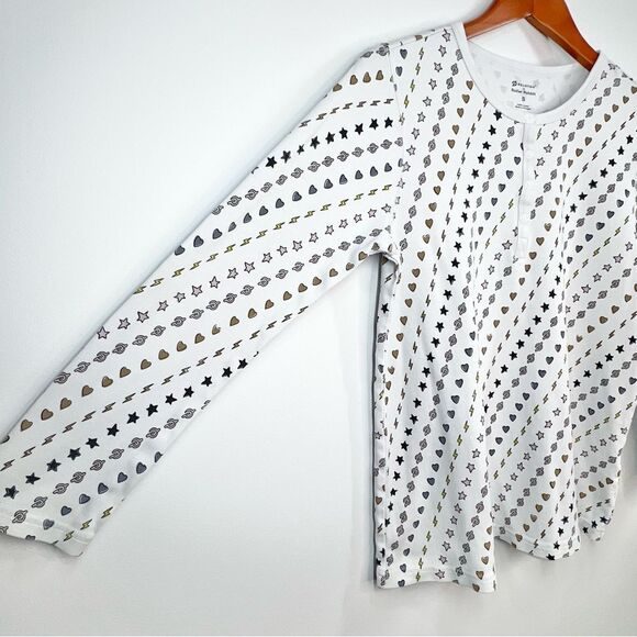 Peloton x Roller Rabbit Pajama Top Stars Lighting Bolt Peloton Logo Small - Picture 3 of 10